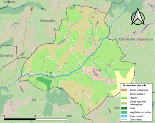 Carte en couleurs présentant l'occupation des sols.