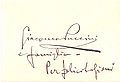 Biglietto autografo di felicitazioni di Giacomo Puccini e famiglia inviato a Alfredo Zopfi, riferibile alla nascita del primogenito Alfredo E.G. nato il 31.3.1899 a Monza in corso Milano