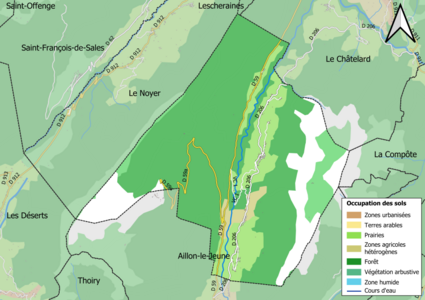 Carte en couleurs présentant l'occupation des sols.