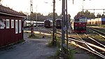 Uppställningsspår för persontåg norr om stationshuset.