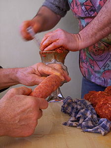 Ordinary sausage making in Hungary