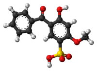 Ball-and-stick model of the sulisobenzone molecule