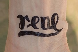 File:Ambigram tattoo Real Fake (right side up).jpg Tattoo, high resolution, right side up