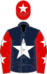 Dark blue, white star, red sleeves, white stars, red cap, white star