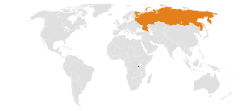 Map indicating locations of Burundi and Russia