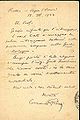 Cartolina postale di scuse di Corrado Ricci datata 12.7.1922 da Rocca di Papa Roma indirizzata al pittore Antonio Mosca.