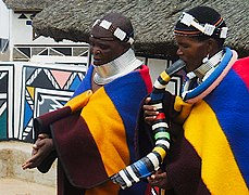 Musician Ndébéle at horn, Botshabelo