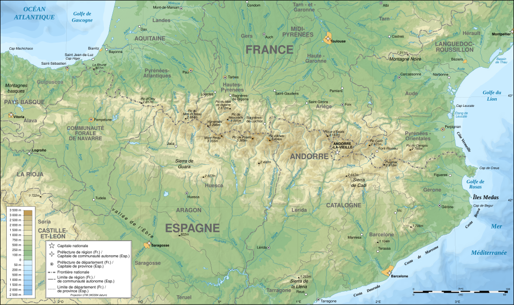 Carte des Pyrénées