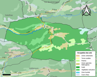 Carte en couleurs présentant l'occupation des sols.