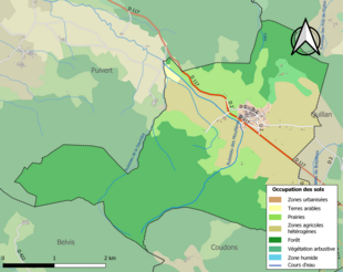 Carte en couleurs présentant l'occupation des sols.