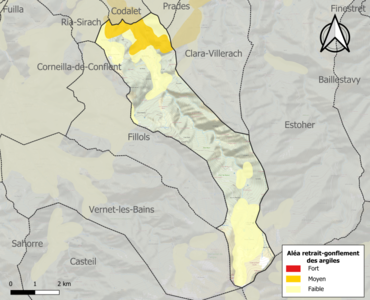 Carte des zones d'aléa retrait-gonflement des argiles.