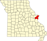 Map of Missouri highlighting Saint Louis County