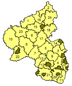 Rheinland-Pfalzi kreiside ja kreisivabade linnade kaart