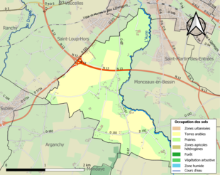 Carte en couleurs présentant l'occupation des sols.