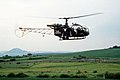 Hélicoptère Alouette II de la BGS en patrouille sur la frontière interallemande (côté ouest-allemand) en 1985.