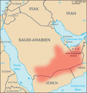 Lage der Rub al-Chali auf der Arabischen Halbinsel