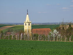 A Szent Egyed-templom a peresznyei szőlőhegyről