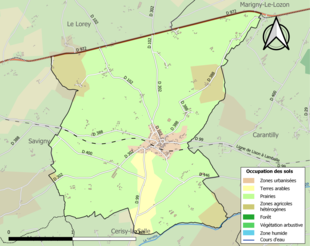 Carte en couleurs présentant l'occupation des sols.