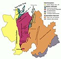 Granite-Gneiss- and Redsandstone-Odenwald (Stein, 2001 + Weber, Geo-Naturpark)[2]