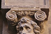 Ionic capital of the telamon door of the Hôtel de Bagis.