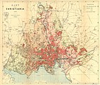 Kart over Christiania / Kristiania 1887, som viser bygrensene 1859 og 1878. Kilde: Femtiaars-Beretning utgitt av kommunen 1887.