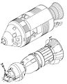 Figure 4-3. Apollo CSM (top) and L2 (drawn to scale). Command ships for the Moon voyage.