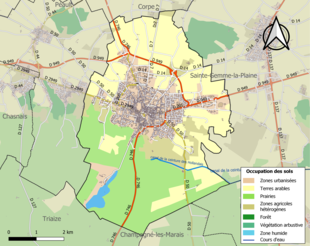 Carte en couleurs présentant l'occupation des sols.