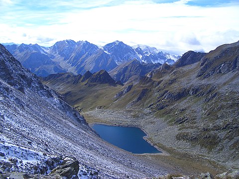 Blick über den Eisbruggsee und das Pfunderer Tal auf die Wurmaulspitze und in diesem Foto nicht ganz so hoch: Der Fassnacht - Monte Botte.