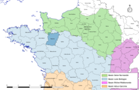 Localisation du département de la Mayenne sur la carte des bassins hydrographiques français