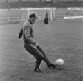 Photographie d'un homme, vu de dos, recevant le ballon.