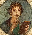 Image 8Woman holding wax tablets in the form of the codex. Wall painting from Pompeii, before 79 CE. (from History of books)