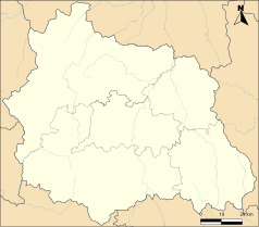 Mapa konturowa Puy-de-Dôme, na dole po lewej znajduje się punkt z opisem „Cros”