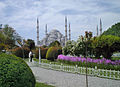 La moschea vista dalla piazza Sultanahmet, nei pressi di Santa Sofia