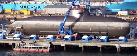 Sous-marin de type 212 de l'armée allemande, alimenté par une pile à hydrogène.