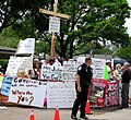 Protesters outside Terri Schiavo's hospice. The photograph was taken March 27, 2005 in front of Woodside Hospice in Pinellas Park, Florida.