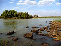 Beginning of the Blue Nile river by its outlet from Lake Tana