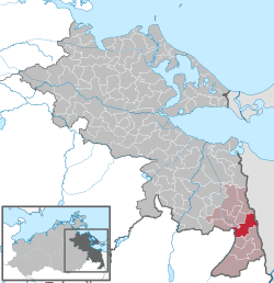 Elhelyezkedése Mecklenburg-Elő-Pomeránia térképén