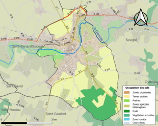 Carte en couleurs présentant l'occupation des sols.