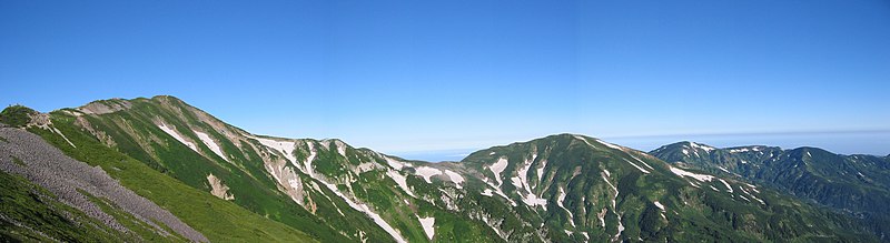 白馬大池付近から望む北アルプス北部の山々