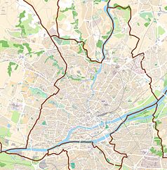 Mapa konturowa Nantes, w centrum znajduje się punkt z opisem „Audiencia”