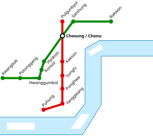 Схема лініяў Пхеньянскага мэтрапалітэну