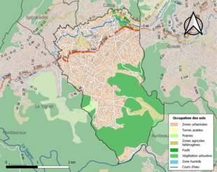 Carte en couleurs présentant l'occupation des sols.