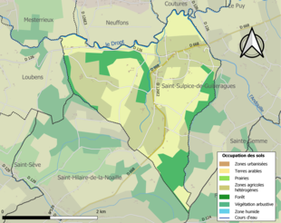 Carte en couleurs présentant l'occupation des sols.