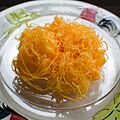 'Foi thong' (lit. "golden strands") is made with egg yolk