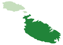 The Archdiocese of Malta in dark green