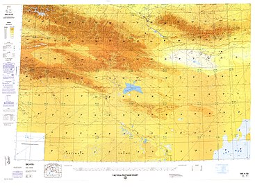 Map including part of Lop Nur (bottom right) (DMA, 1990)