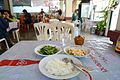 A so-called 'rat khao' restaurant: simple eateries which serve ready-made dishes for breakfast or lunch. This whole meal cost only 40 Baht /1 Euro / 1.30 US$.