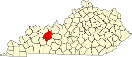 Locatie van Ohio County in Kentucky