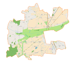 Mapa konturowa gminy wiejskiej Łęczyca, na dole nieco na lewo znajduje się punkt z opisem „Mniszki”