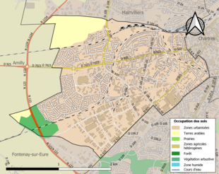 Carte en couleurs présentant l'occupation des sols.